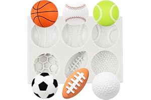 QDMOLDS Sports Ball Candy Mold Football Baseball Basketball Rugby Tennis Silicone Molds for Cake Decoration Cupcake Toppers F