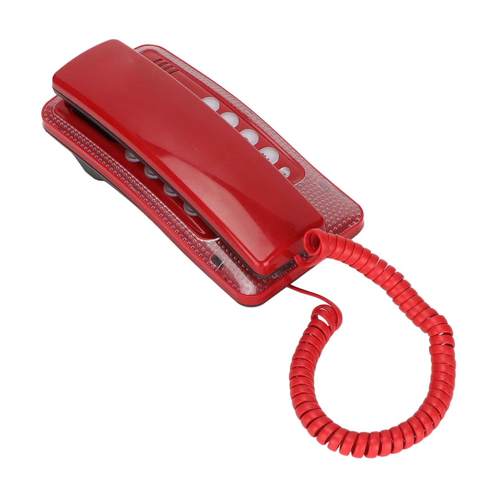 Wall Mounted Landline Phone Easy to Store Pause Function Multifunctional Landline Phone for (Red)