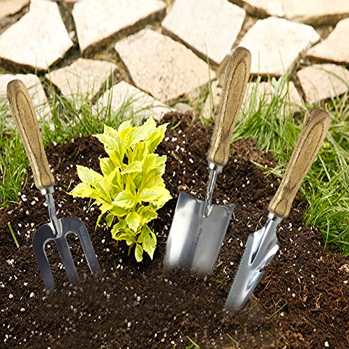 EVNSIX 3 Piece Gardening Tools Set Stainless Steel Heavy Duty Trowel Fork Multi-Tool Garden Gifts - Thumbnail 4
