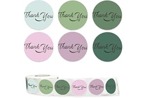 BOLDPIN 1000Pcs 1.5inch Thank You Stickers Boho Thank You Stickers for Small Business Adhesive Labels for Gifts and Packaging Durable, Waterproof Envelope Seals(Lavender Forest B)
