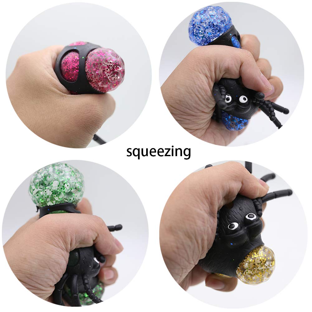 POPLAY Squishy Ball/Vent Toys/Slime Stress Ball/Anti Stress Toys,Spider Ball,4 PCS