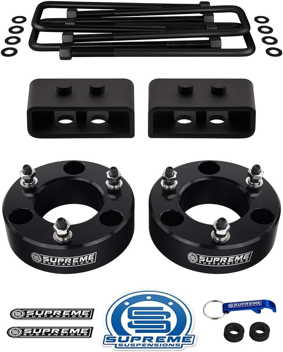 ford lift kit reviews on Amazon Com Supreme Suspensions Full Lift Kit For 2004 2020 Ford F 150 2wd 3 Front Aircraft Billet Strut Spacers 2 Rear Lift Steel Blocks U Bolts Black Automotive