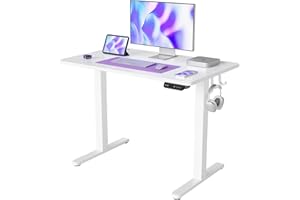FEZIBO Height Adjustable Electric Standing Desk, 44 x 24 Inches Stand up Table, Sit Stand Home Office Desk with Splice Board, White