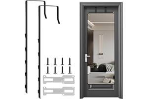 OXDFK 2 PCS Over The Door Mirror Hanger, Adjustable Door Mirror Hanger, Five-Hole Over The Doors-Mirrors Hook, Mirrors Doors Hangers with 2 Iron Filings and Screws (Black)