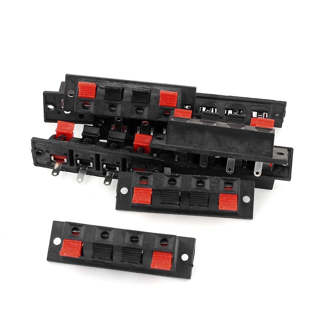sourcing map 10 Pcs 4 Way Push Connector Plate Stereo Speaker Terminal Strip Block