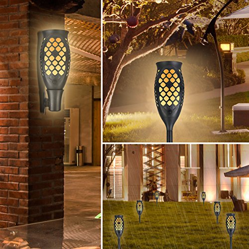Juhefa Solar Lights Outdoor, Dancing Flickering Flames Torches Lights Lantern with Waterproof Wireless Security Auto On/Off Dusk to Dawn for Landscape Garden Patio Pathway Yard Deck (1 Pack) - Thumbnail 3