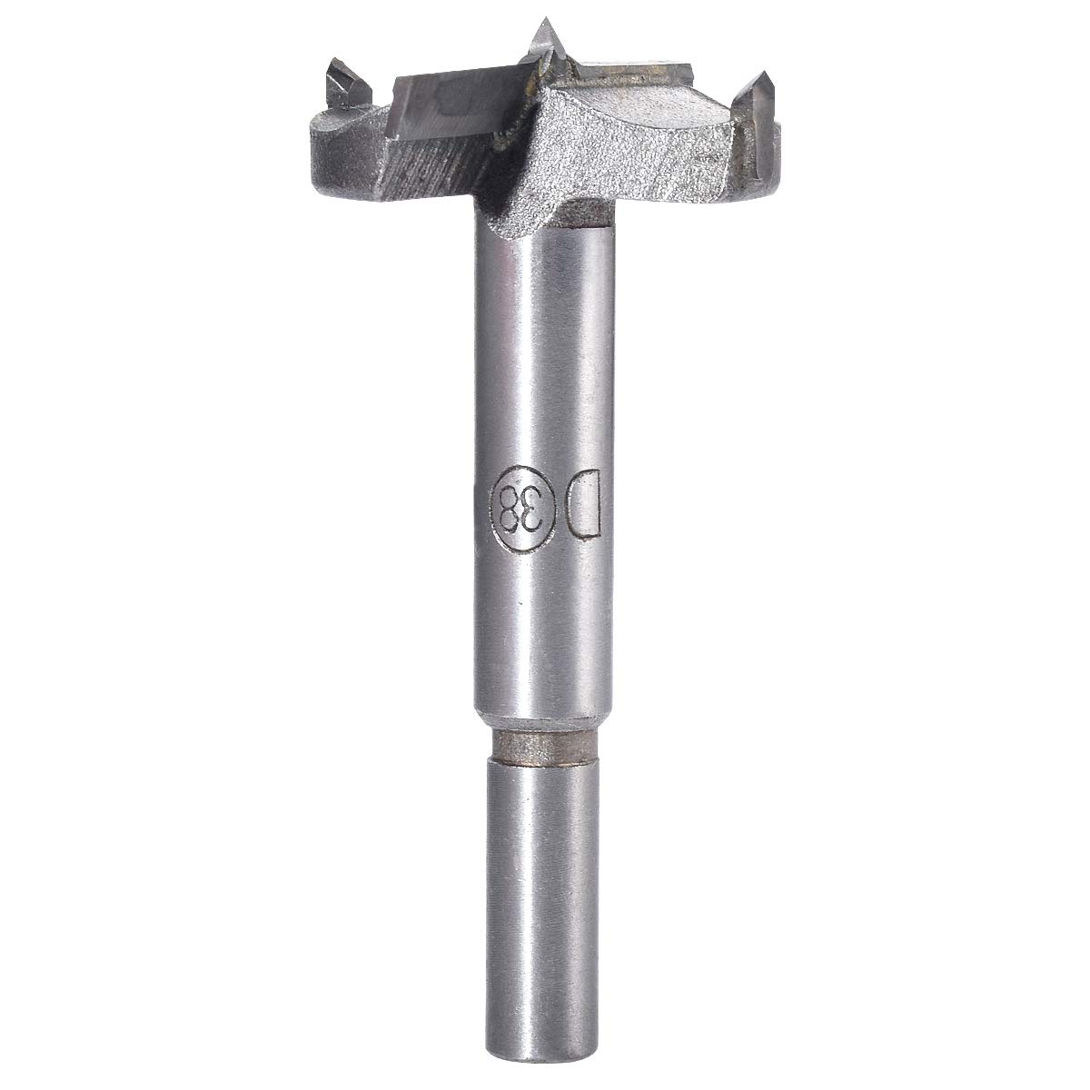 KATUR 38mm Forstner Auger Drill Bit, Woodworking Boring Hinge Hole Saw, Wooden Hole Opener Boring Bits, Carbide Tip Round Shank Cutting for Hinge, Plywood, MDF, CNC Tool (38mm Diameter)