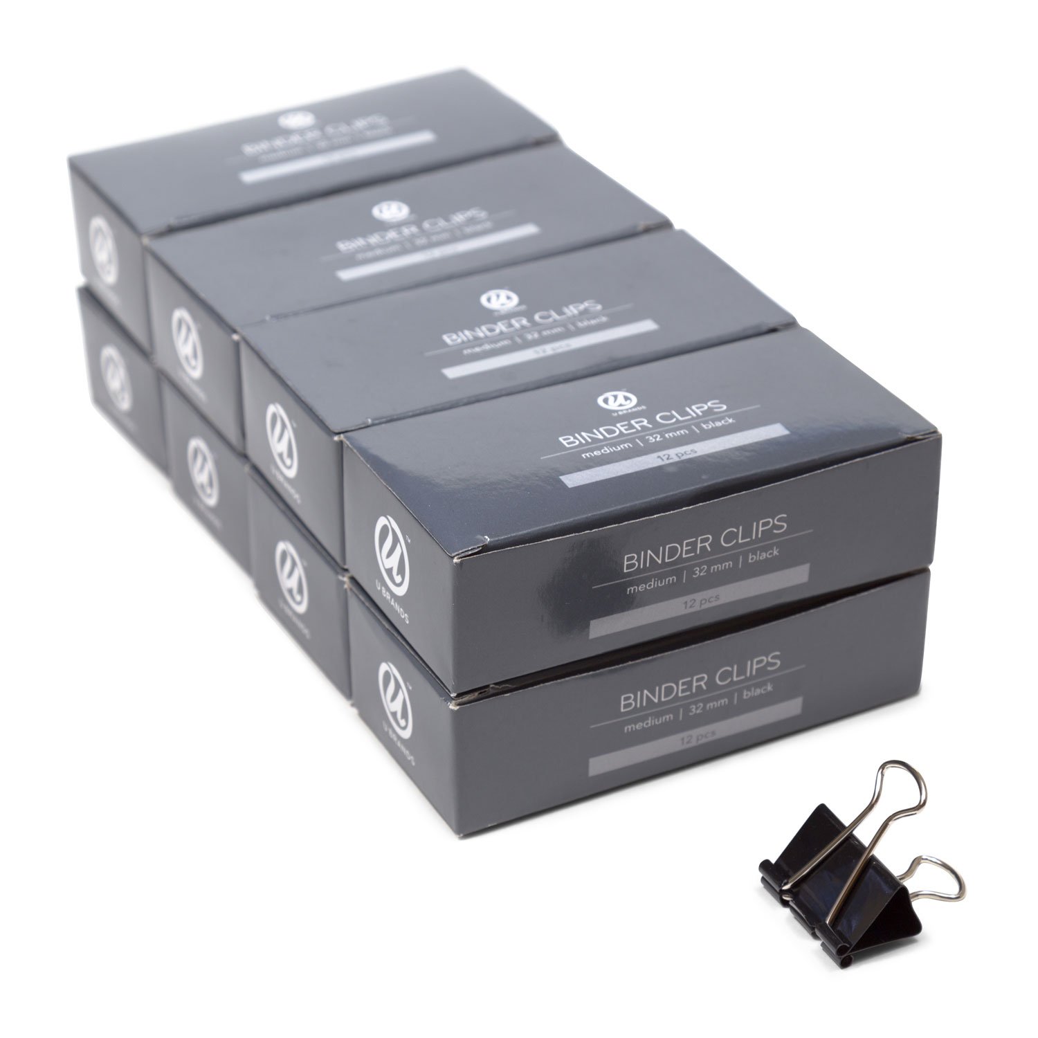 U Brands Binder Clips, Medium 11/4Inch Width, 1/2Inch Paper Holding