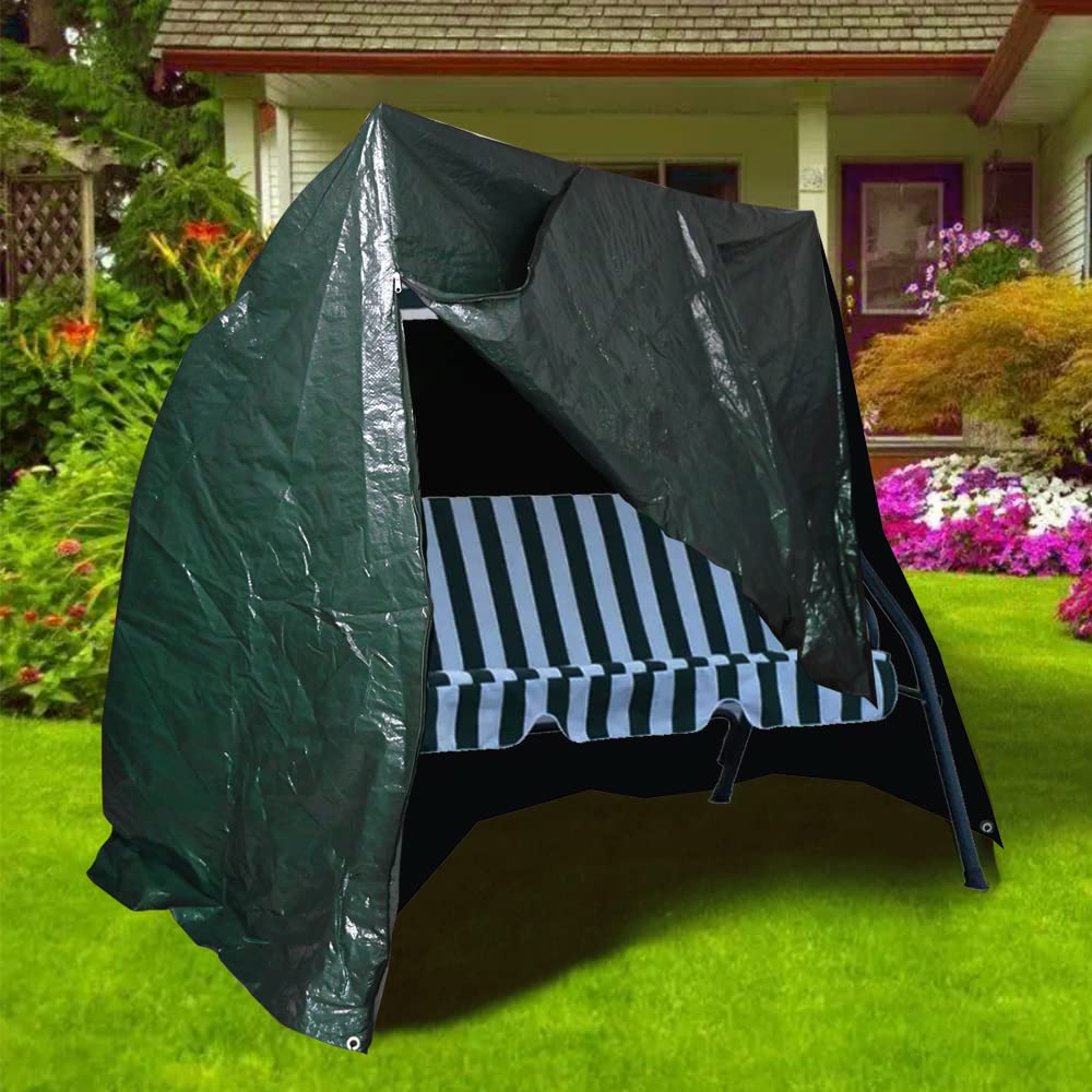 RAM ONLINE Heavy Duty Waterproof 3 Seater Swinging Garden Hammock Cover with Zip,L,Green,9653