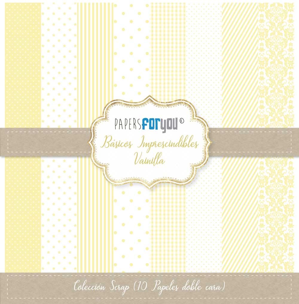 Papers for You - Scrapbooking Paper Kit Essential Basics Vanilla Collection | Includes 10 Double Sided Papers with Different Patterns | Size 30,48 x 30,48 cm (12" x 12")