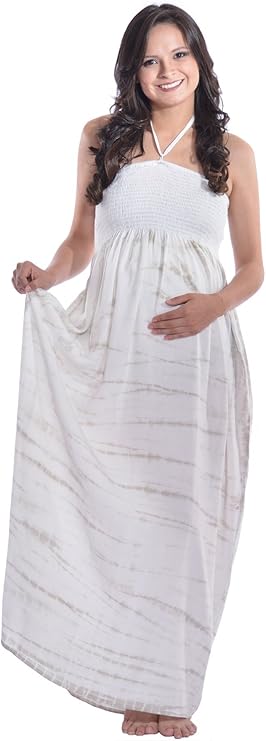 smocked tube maxi dress