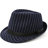 Zylioo XL Trilby Fedora Hat for Men 1920s Wool Manhattan Dress Hat Pinstripe Gangster Hat Short Brim Panama Jazz Cap