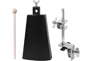 ZIBEILE 7 inch Cowbell And Cowbell Clamp For Drum Sets, Adjustable Standard Drum Cowbell Mount with Drum Stick