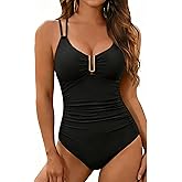 Womens One Piece Swimsuits Tummy Control- Slimming U Ring Bathing Suit Full Coverage Swimwear 2025