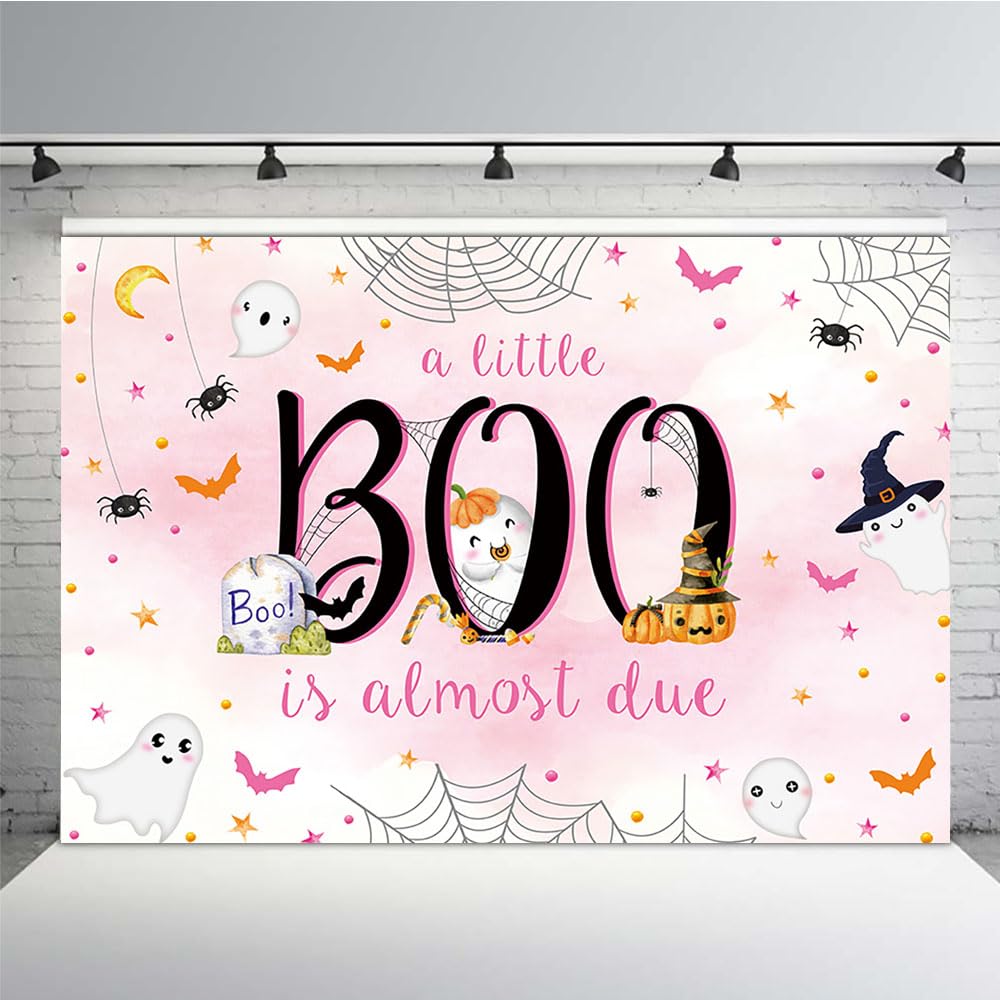 Custom Little Boo Is Almost Due Halloween Backdrop