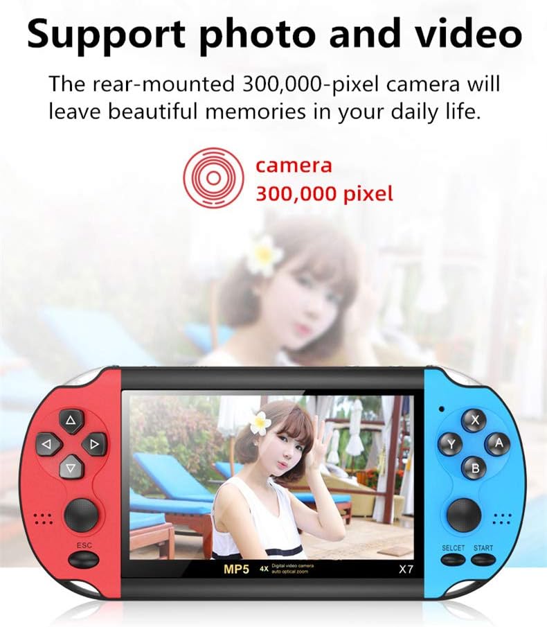 HLF 4.3 inch Dual Joystick Color Video Game Console Built-in 3000 Games Support Arcade CPS/neogeo/gba/gbc/gb/SFC/fc/sega Video Music AV Out Rechargeable Lithium Battery (Bluered): Toys & Games