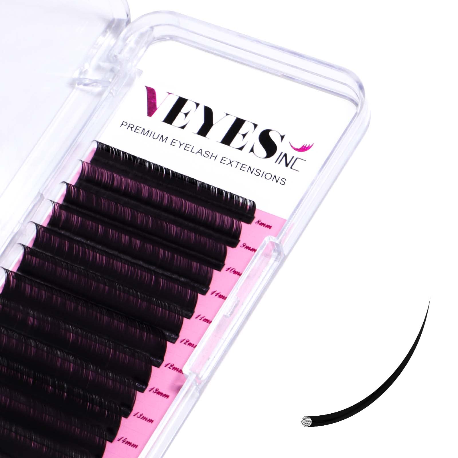 VEYES INC Cashmere Individual Lash Extensions 0.03-0.20 B/C/CC/D/J/M Curl 8-20mm Mixed & Single Length Trays, Matte Black, Professional Supplies for Lash Techs(0.03 D 10mm)