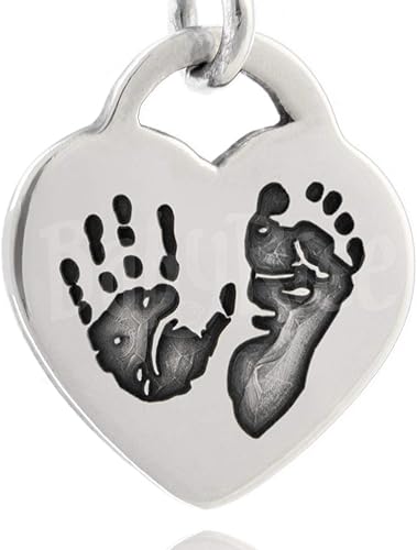Babyrice Charm En Forme De Cœur Avec Empreintes De Pieds Et De Mains De Bebe Babyrice Amazon Fr Bijoux