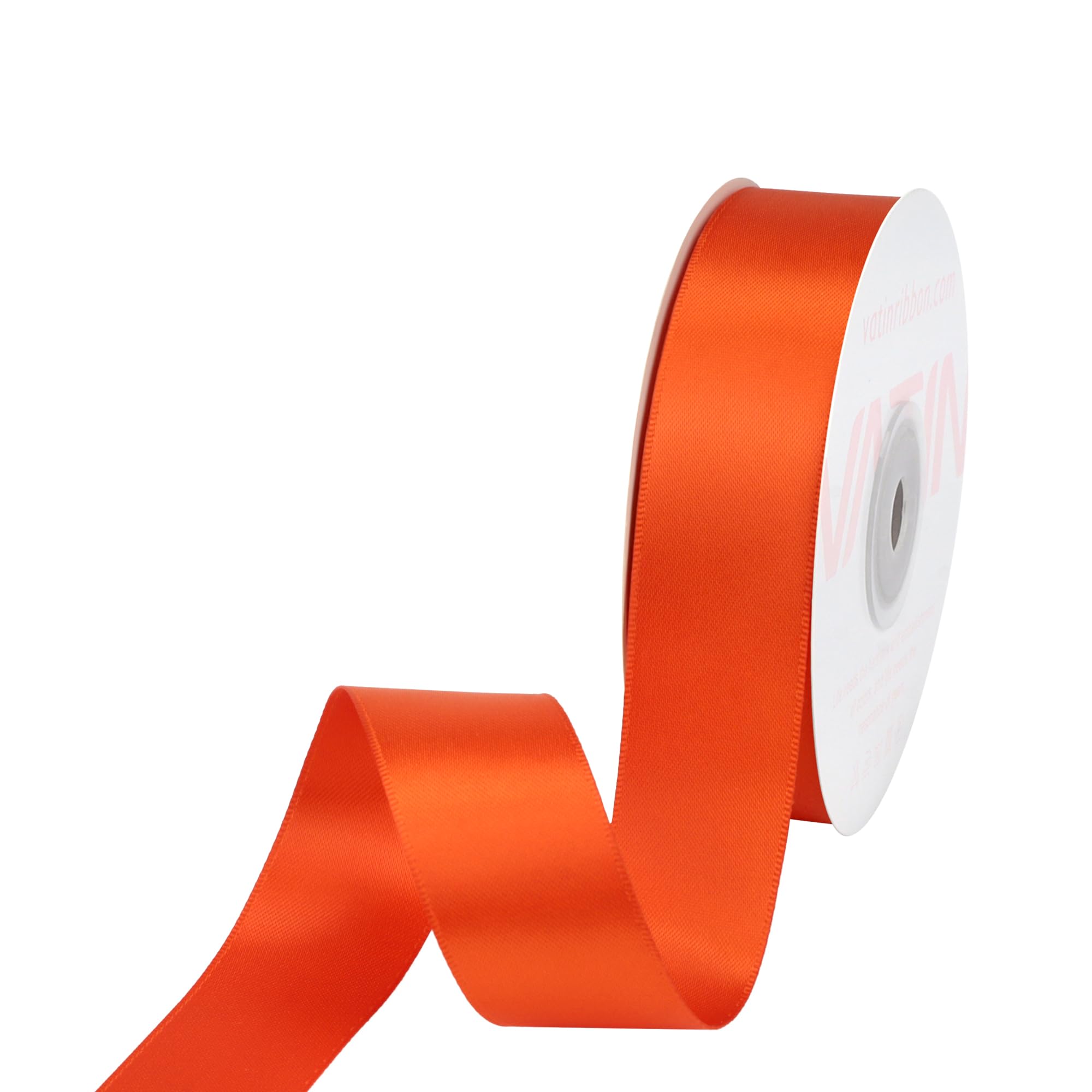 VATIN 25mm Double Faced Polyester Satin Ribbon Autumn Orange - 23 Metre/Spool, Perfect for Wedding, Wreath, Baby Shower,Packing and Other Projects
