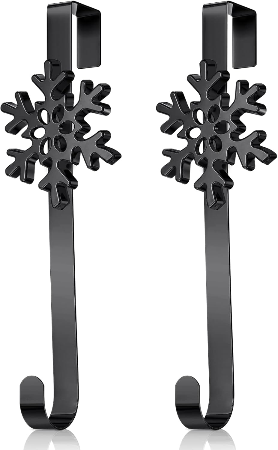 Wreath Hangers - Zhengmy 2 Pieces Christmas Metal Wreath Hanger 14.5 Inches Sflakes Wreath Holder Front Door Hanger for Xmas Wreath Home Decor (Black)