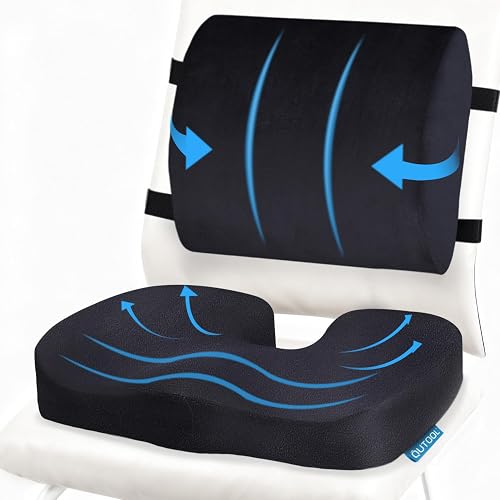 Sitting Support QUTOOL Seat Cushion and Lumbar Support Set for Office Chair – Supports ...