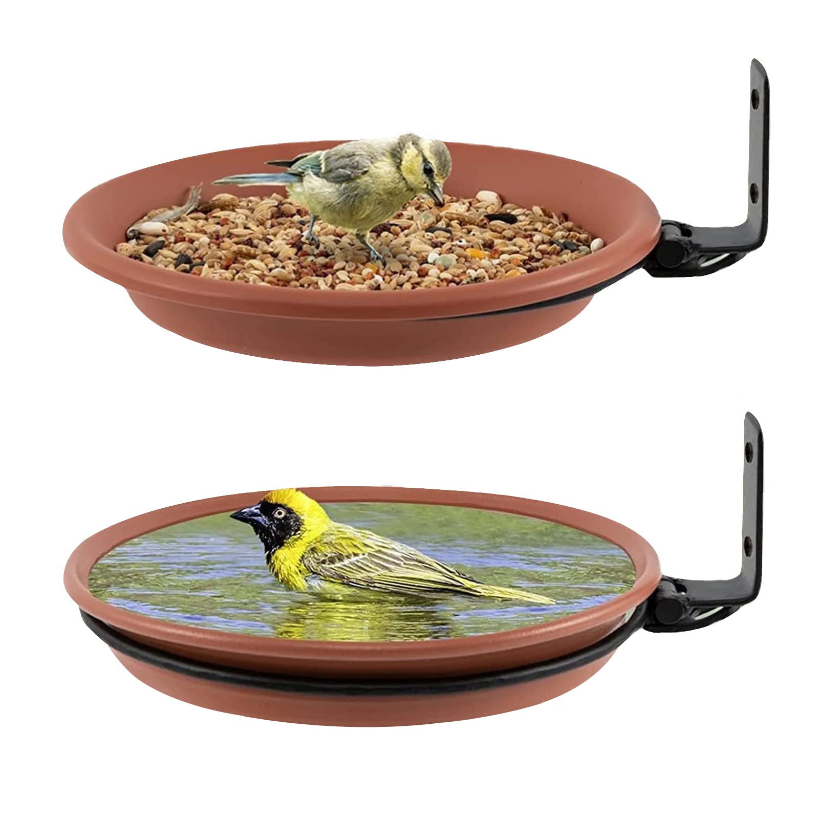 2 Piece Bird Bath for Garden, Hanging Bird Bath, Wall Mounted Bird Feeder, Fence Deck Bird Feeder Tray, Attracting Wild Birds, Bird Table Bird Water Feeder for Installed on Trees,Balcony,Outdoor Walls