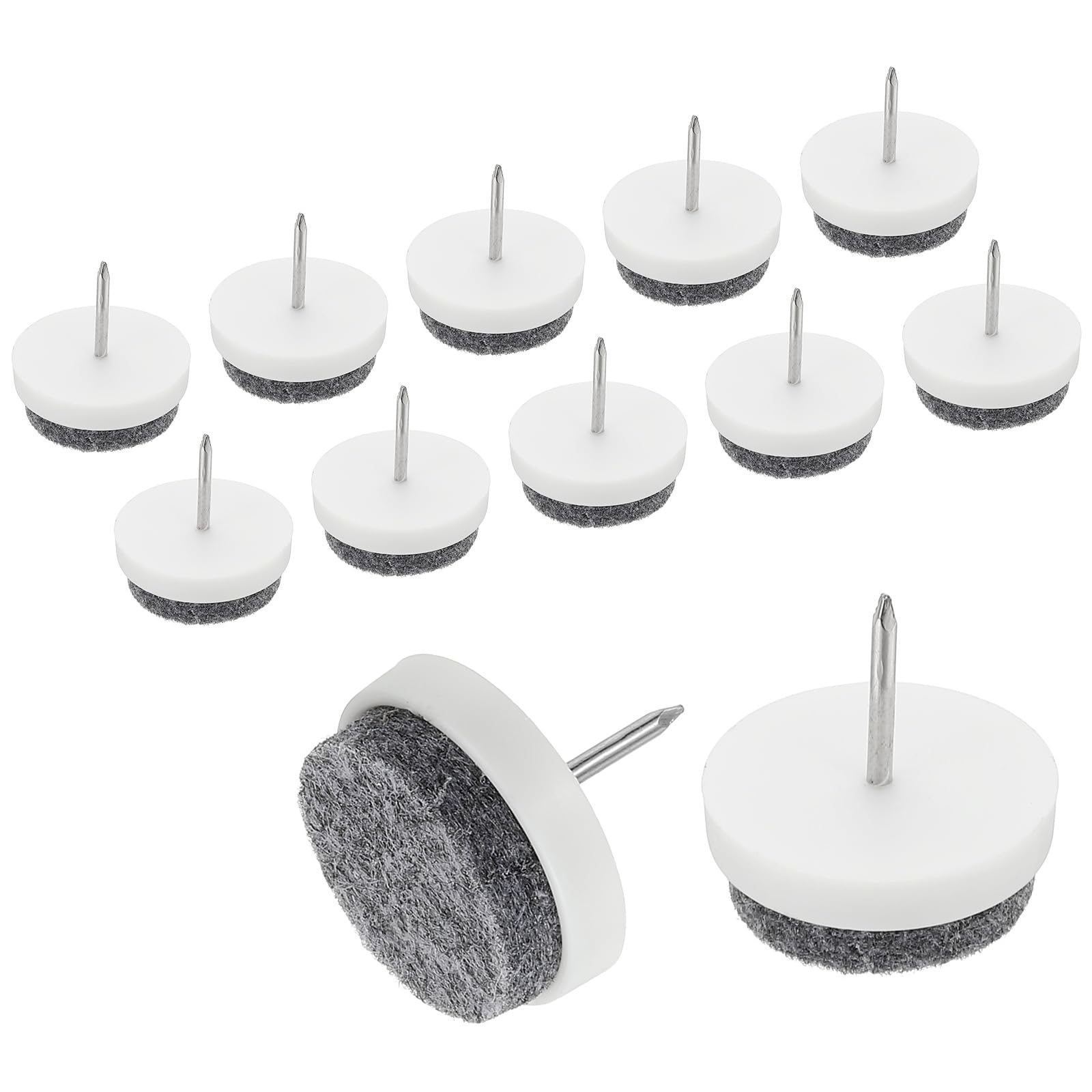 PATIKIL 0.86" Screw-on Furniture Felt Pad, 40 Pcs Nail on Chair Leg Floor Protectors Glide Round Slider Screw-in for Chair Table Furniture, White