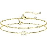 Turandoss Gold Initial Bracelets for Women Girls Jewelry Gifts - 18K Gold Plated Layered Letter A-Z Initial Bracelets Dainty Bracelet Jewelry Gift for Women Girls Gifts for Her