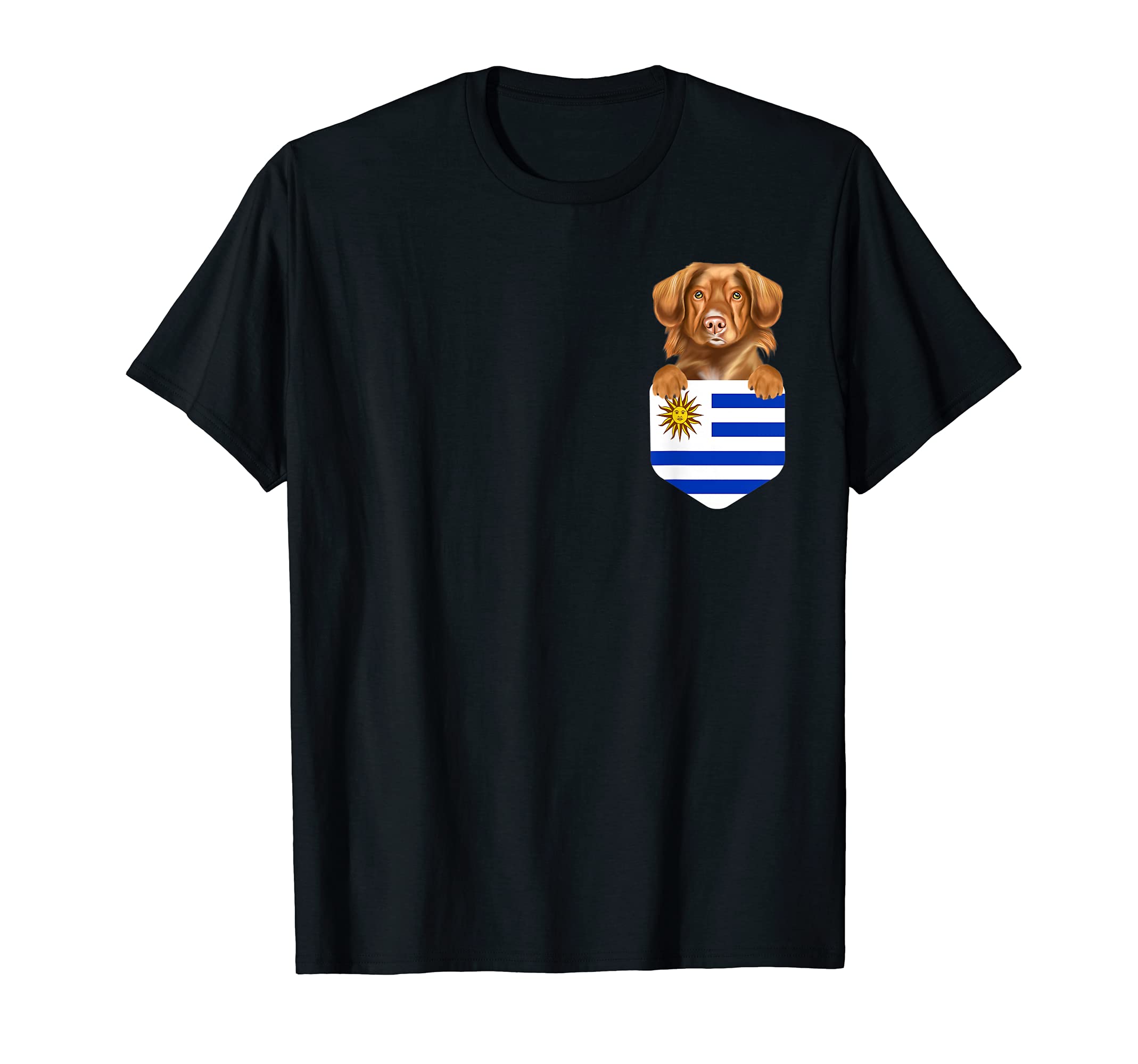 Uruguay Flag Duck Tolling Retrievers Dog In Pocket T-Shirt