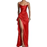 Memoriesea Women's Sleeveless Bodycon Spaghetti Strap Ruched Evening Party Maxi Dress