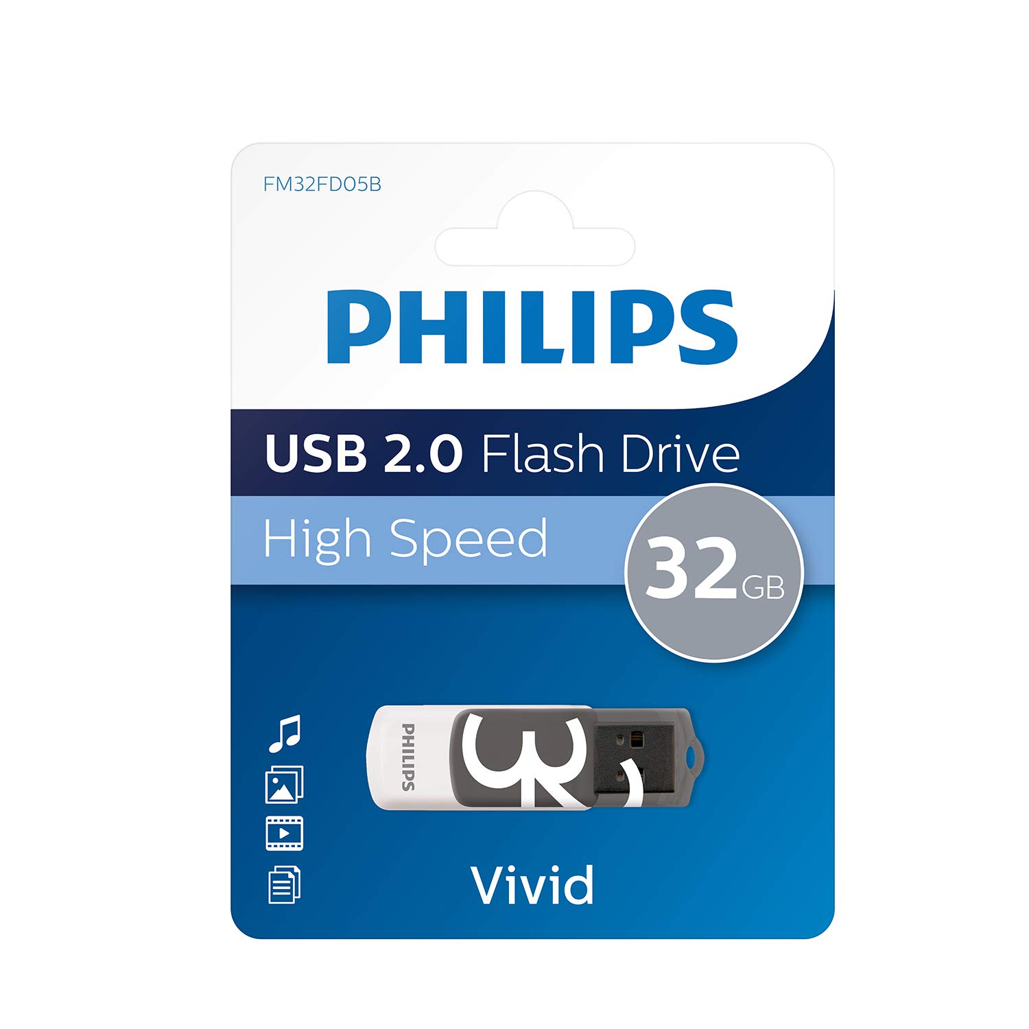 Philips Vivid USB Flash Drive 32 GB, USB 2.0 - Assorted Color