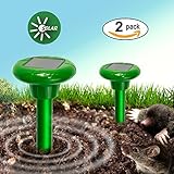 Redeo Mole Repeller Solar Sonic Mole Repellent Repel Mole Gopher Vole Rodent Repeller Spike Waterproof (Pack of 2)
