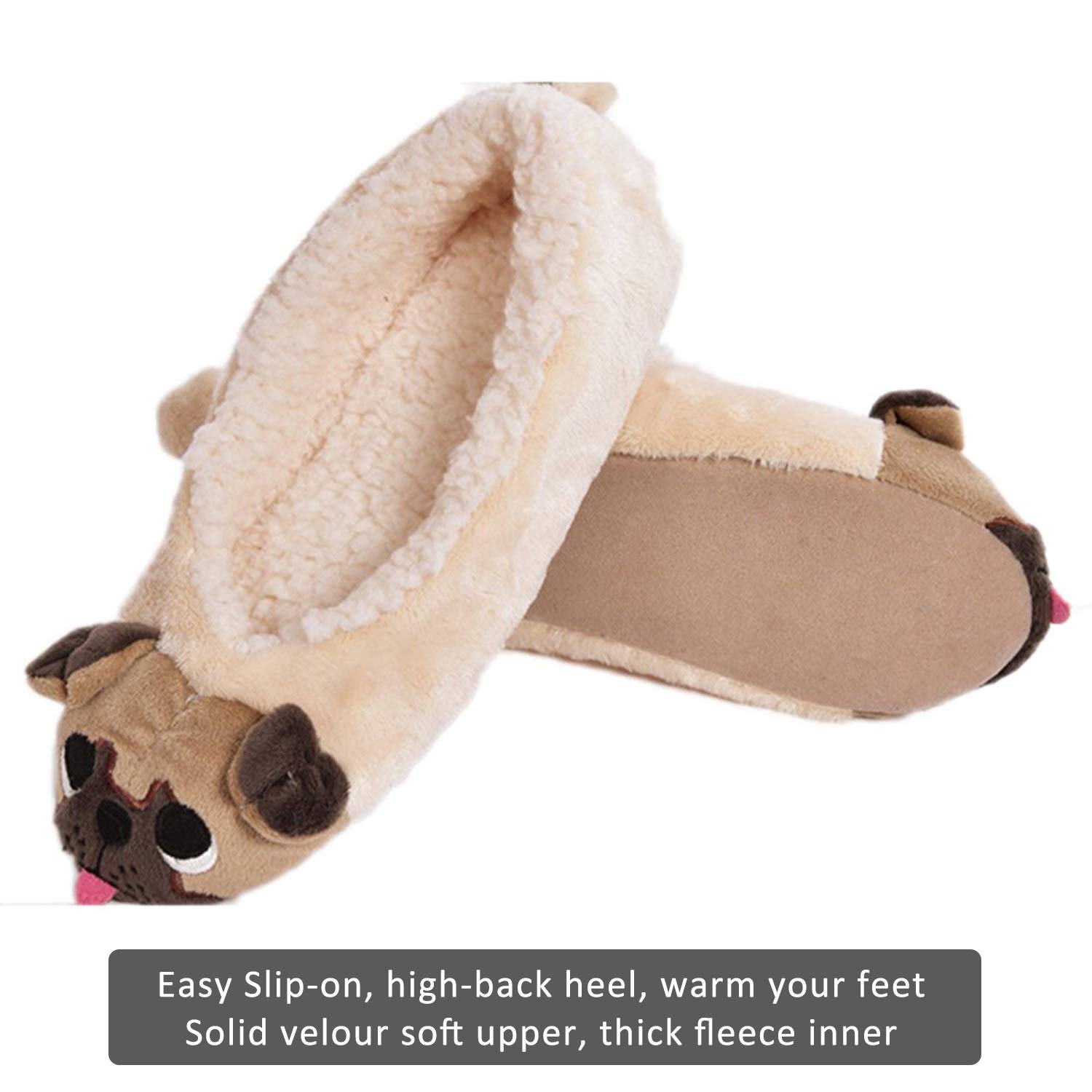 Women\'s Plush Winter Warm Animal Soft Cute Home Slippers Dog 7-8 B(M) US