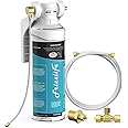 Frizzlife Inline Water Filter System for Refrigerator, Ice Maker, Under Sink, Certified 0.5 Micron Reduces Chlorine, Lead, Long Lasting, Compression Brass Fittings Fits for Copper Tubing, MS99