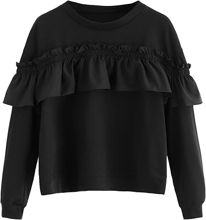black ruffle sweatshirt
