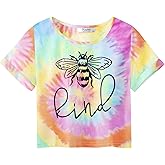 Arshiner Girls Crop Tops Short Sleeve Tie Dye Summer T Shirt Crewneck Rolled Cuffs Fashion Shirts Tee