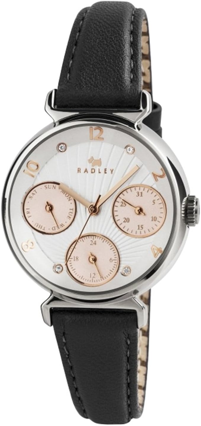 Radley RY2243 Ladies Multi Dial Watch with Black Leather Strap Amazon