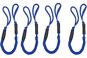 JRANTER Bungee Cord Rope Dock Lines Stretches Shock Absorbs Marine Mooring Rope 4ft Dark Blue 4 Pack