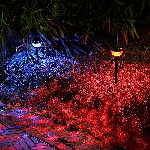Vorally Solar Landscape Lights Outdoor Solar Pathway Lights Color Change Solar Garden Lights for Lawn, Patio, Yard, Walkway, Driveway (2 Pack)