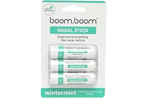 BoomBoom Nasal Stick (3 Pack) | Vapor Flow Technology | Better Breathing + Natural Focus | Cool Refreshing Sensation | Premium Essential Oils + Menthol Inhaler (Wintermint)