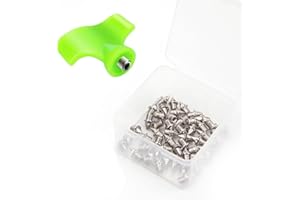 Lejof 50 Pcs Track Spikes, 1/8in & 3/16in & 1/4in & 3/8in & 1/2in Steel Track Shoe Spikes Replacements wiht Spike Wrench for Sports Running Track Shoes