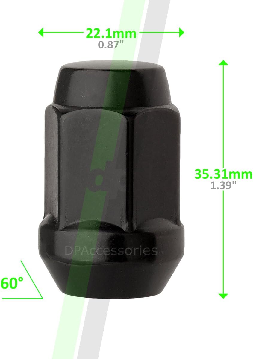 DPAccessories LCB3B2HE-BK04023 23 Black 1/2-20 Closed End Bulge Acorn Lug Nuts - Cone Seat - 3/4" Hex Wheel Lug Nut: Automotive
