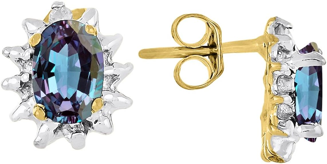 RYLOS Earrings For Women 14K Yellow Gold June Birthstone