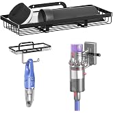 Oukimly Vacuum Holder Wall Mount, Cordless Vacuum Wall Mount Holder for Handheld &amp; Stick Vacuums Accessories, Heavy Duty Metal Vacuum Stand with Storage (Black)