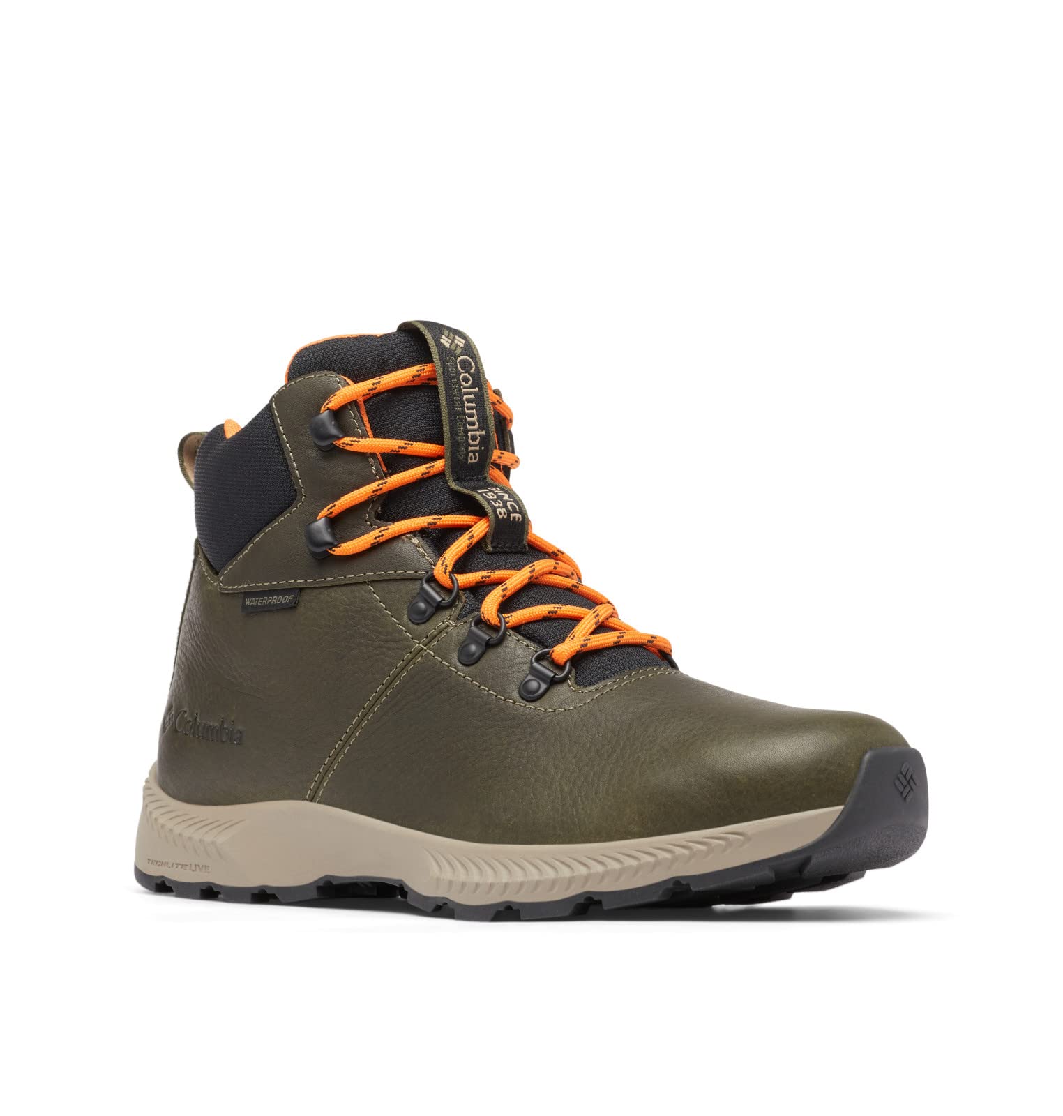 Columbia Men’s Landroamer Explorer Waterproof, Peatmoss/Bright Orange, 14