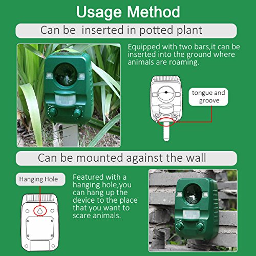 Ultrasonic Cat Repeller Animal Repeller, Solar Powered Rechargeable