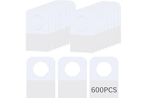 LIPETOL 600Pcs Hang Tabs Self Adhesive Hanging Tabs 1.3×0.9 Inch, Clear Plastic Hang Tags Round Hole Sticky Hanging Tab for Retail Small Sale Items and Handicrafts Jewelry Display Tags