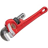 RIDGID 31010 Model 10 Heavy-Duty Straight Pipe Wrench, 10-inch Plumbing Wrench, Red, Black, 250mm (10in)