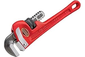 RIDGID 31010 Model 10 Heavy-Duty Straight Pipe Wrench, 10-inch Plumbing Wrench, Red, Black, 250mm (10in)
