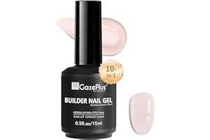 GAZEPLUS Builder Nail Gel, Hema Free 15ml 10-in-1 Pink Builder for Nail Thickening Strengthener Extension Hard Gel Long-lasting